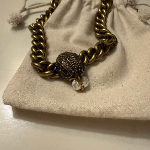 Kurt Geiger Gold Necklace Eagle Eye w Pearl - Picture 3 of 4
